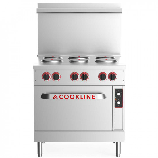 Estufa / Cocina eléctrica con 6 quemadores, 36" 240V (Cookline)