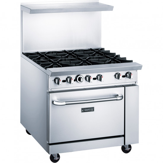 Estufa / Cocina de 6 Quemadores 36" con Horno, a Gas (Dukers)