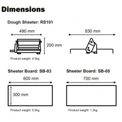 Laminadora manual de masa con tablero RS101 (Kneader Japan)