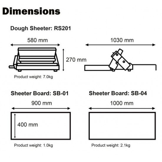 Laminadora de masa Manual RS201 (Kneader Japan)