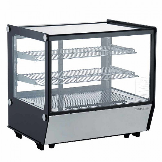 Vitrina /Exhibidora horizontal de mostrador con cristal cuadrado refrigerada (28") (70.20 cm largo) (Marchia)