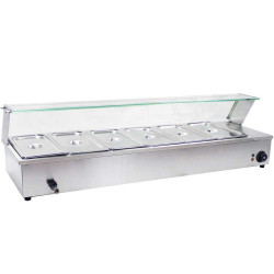 MOSTRADOR/MESA PARA SERVICIO DE COMIDA CALIENTE 6 BANDEJAS Tipo Baño María (Prepline)