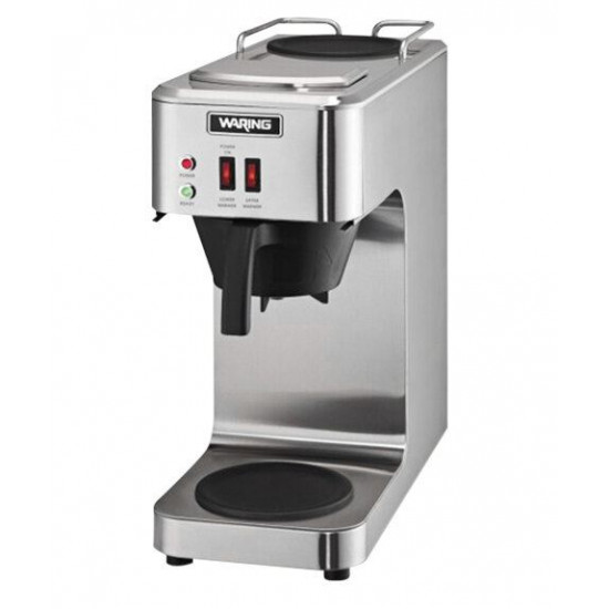 Cafetera para dos jarras con sistema de relleno
