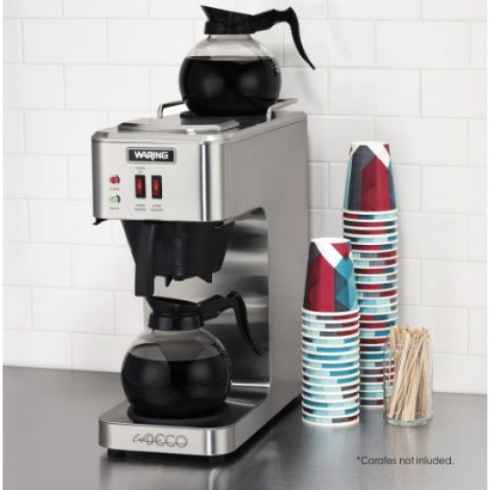 Cafetera para dos jarras con sistema de relleno