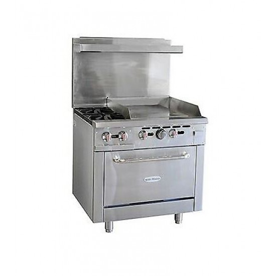 Cocina de 36" (2 Quemadores y 24" Plancha) (Serv-Ware)